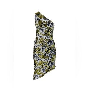 One Shoulder Elegant Asymmetrical Sequin Dress in Green, Black